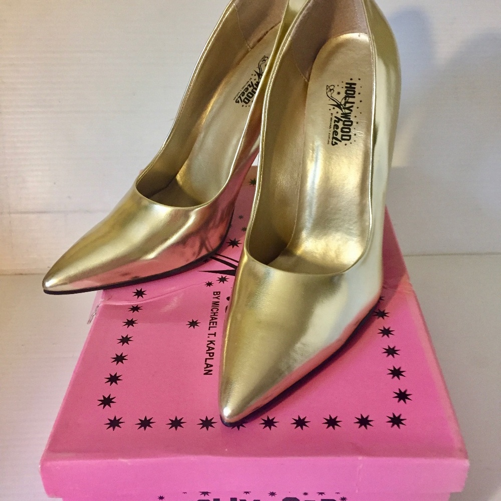 New Hollywood Heels, High Heel Stiletto, Gold, size 6.5